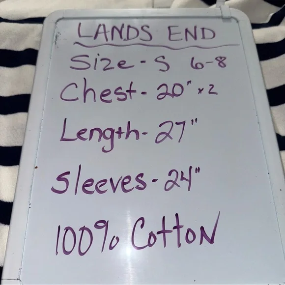 Lands’ End Navy White Striped Cotton Open Front Cardigan Sweater Sz S - Picture 6 of 6